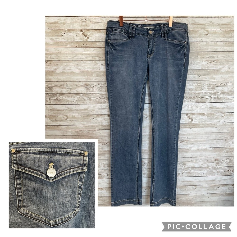 White House Black Market Womens 6 Jeans Noir Medium Wash Straight‎ Flap Pockets